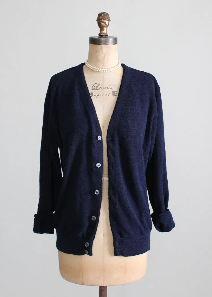 Vintage 1960s Navy Boyfriend Cardigan
