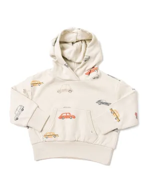 vintage hoodies - cars on skyline blue