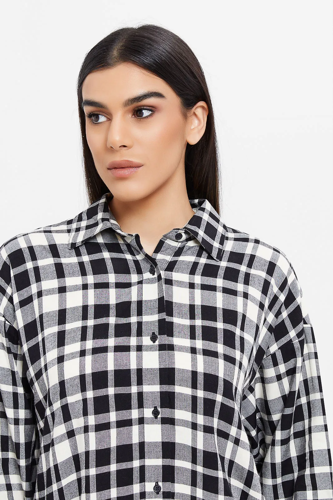 Women Black And White Checkered Shirt