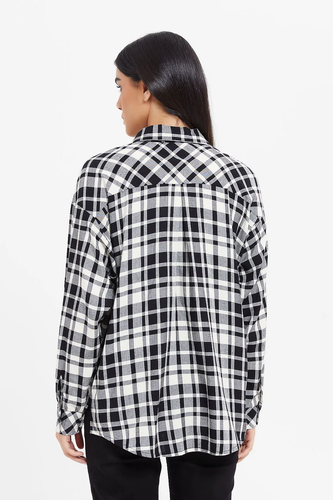 Women Black And White Checkered Shirt