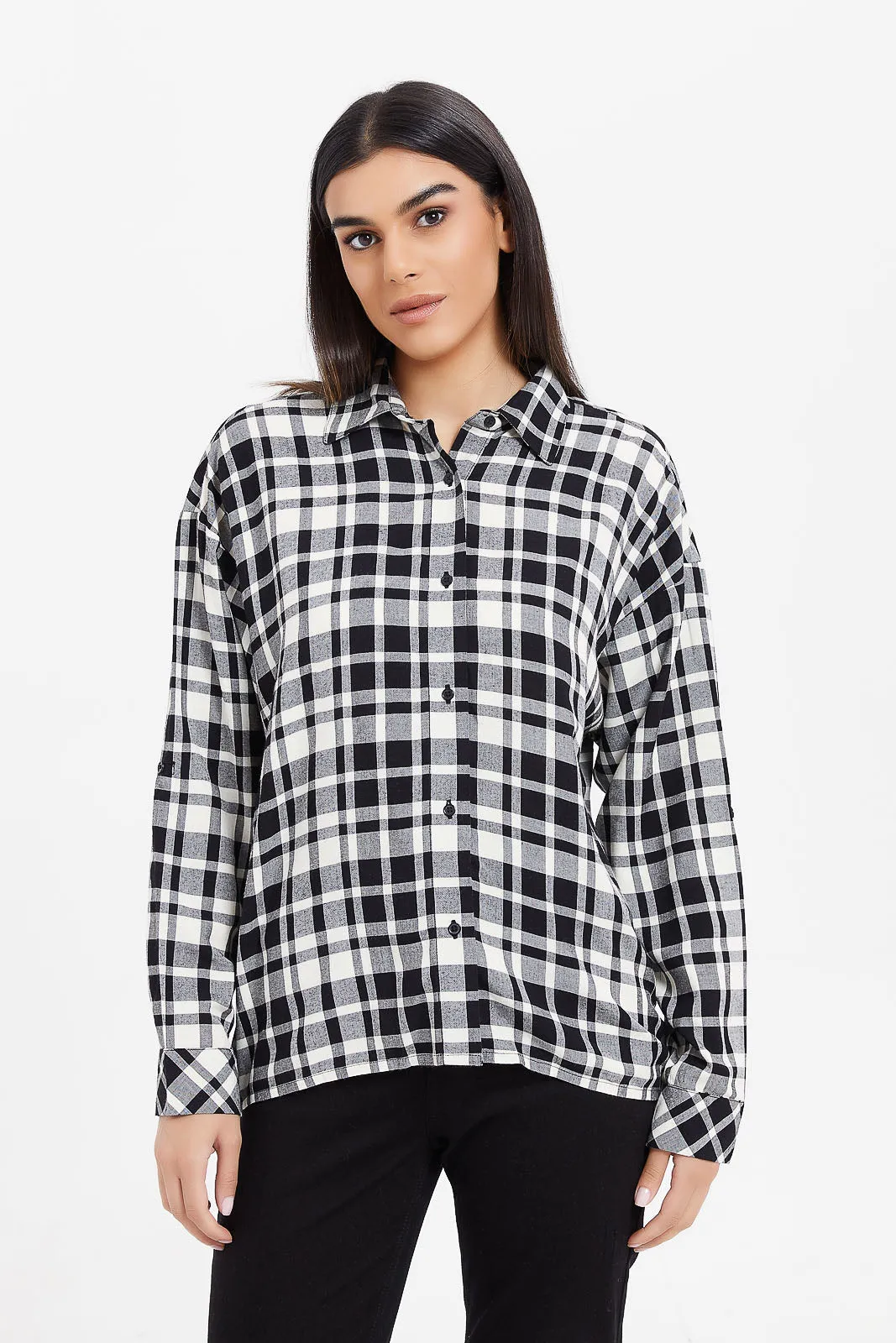 Women Black And White Checkered Shirt