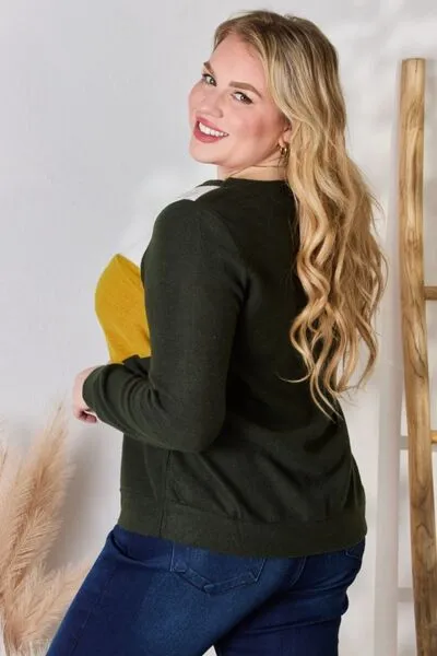 Women's Hailey & Co Full Size Colorblock V-Neck Blouse
