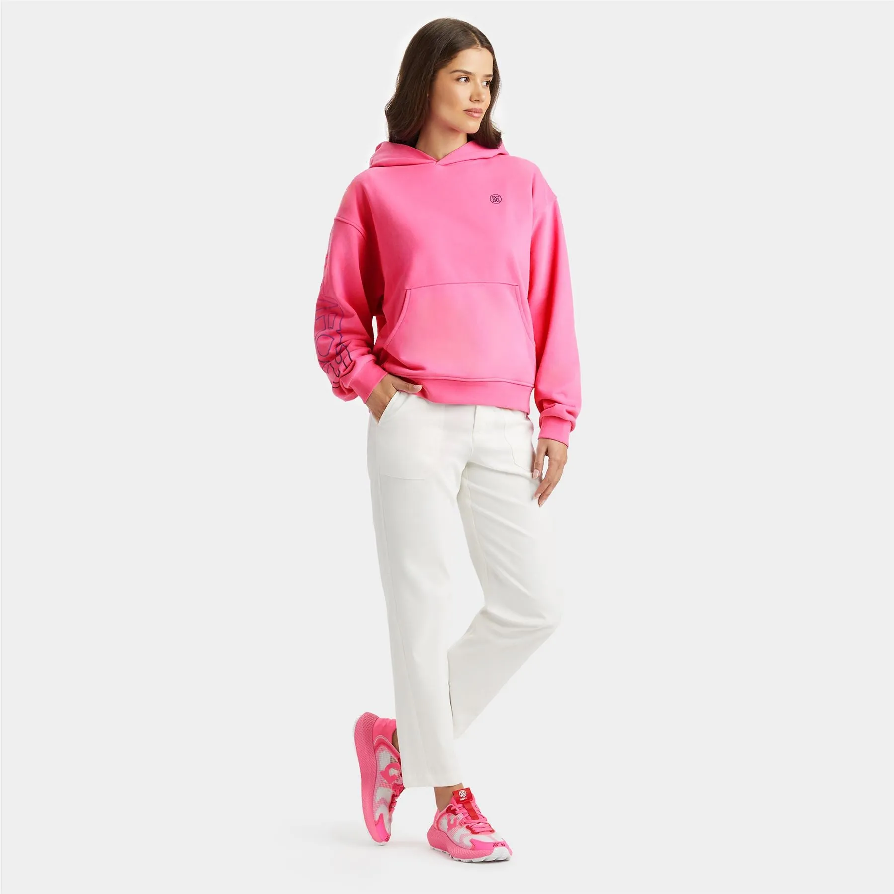 Womens No 1 Cares Oversized French Terry Hoodie Day Glo Pink - SS24