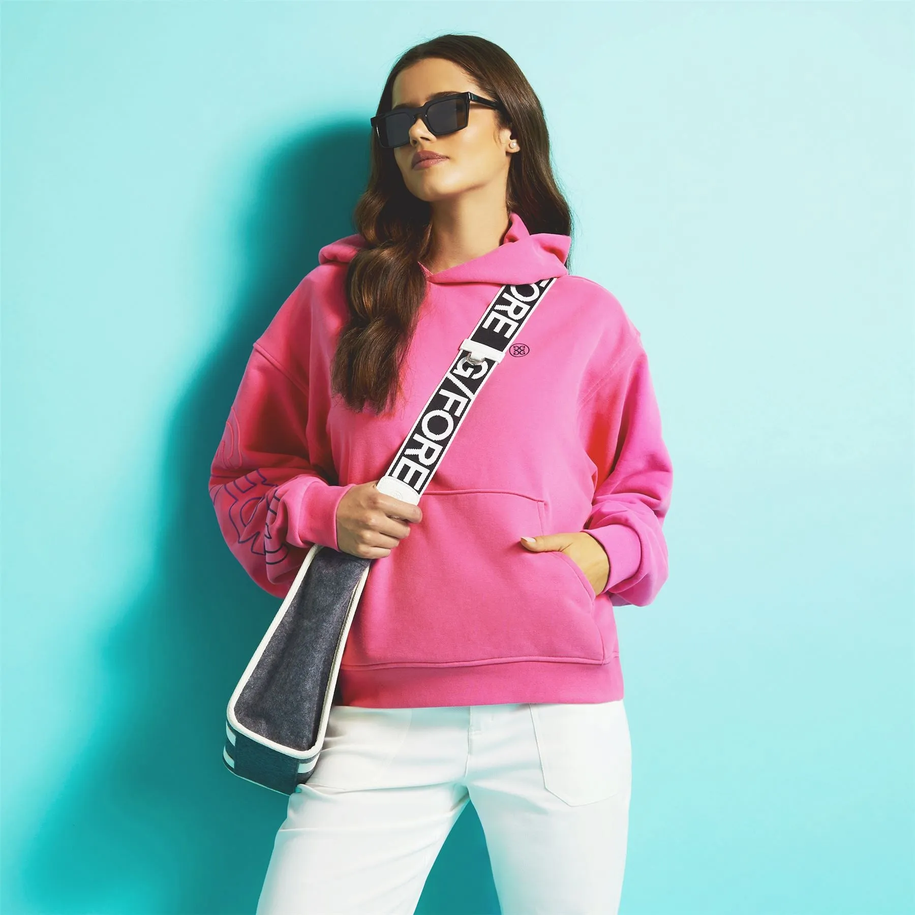 Womens No 1 Cares Oversized French Terry Hoodie Day Glo Pink - SS24
