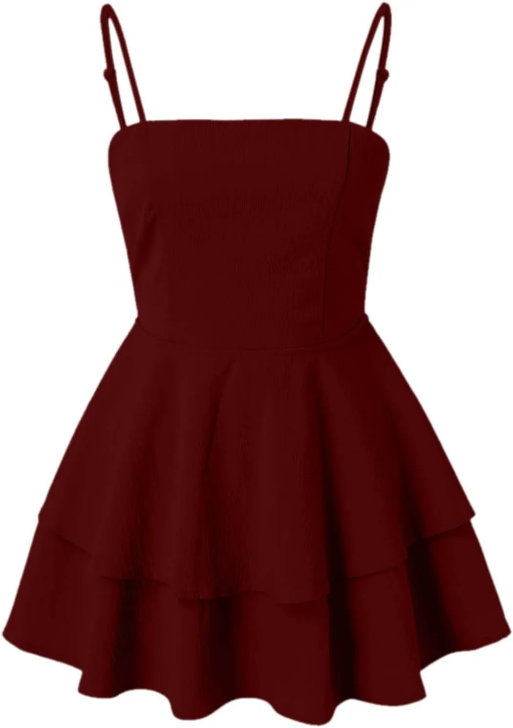 Womens Summer Dresses Solid Spaghetti Strap Loose Coverup Mini Dresses Back Bowknot Ruffle Hem 2025 Party Skirt